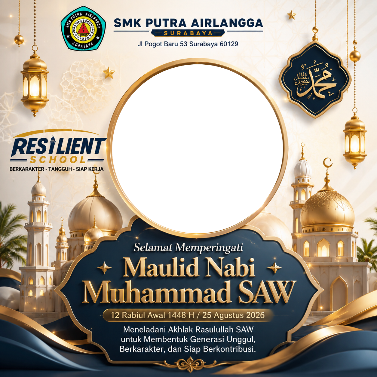 Selamat Memperingati Maulid Nabi Muhammad 2026 - Biru-tua