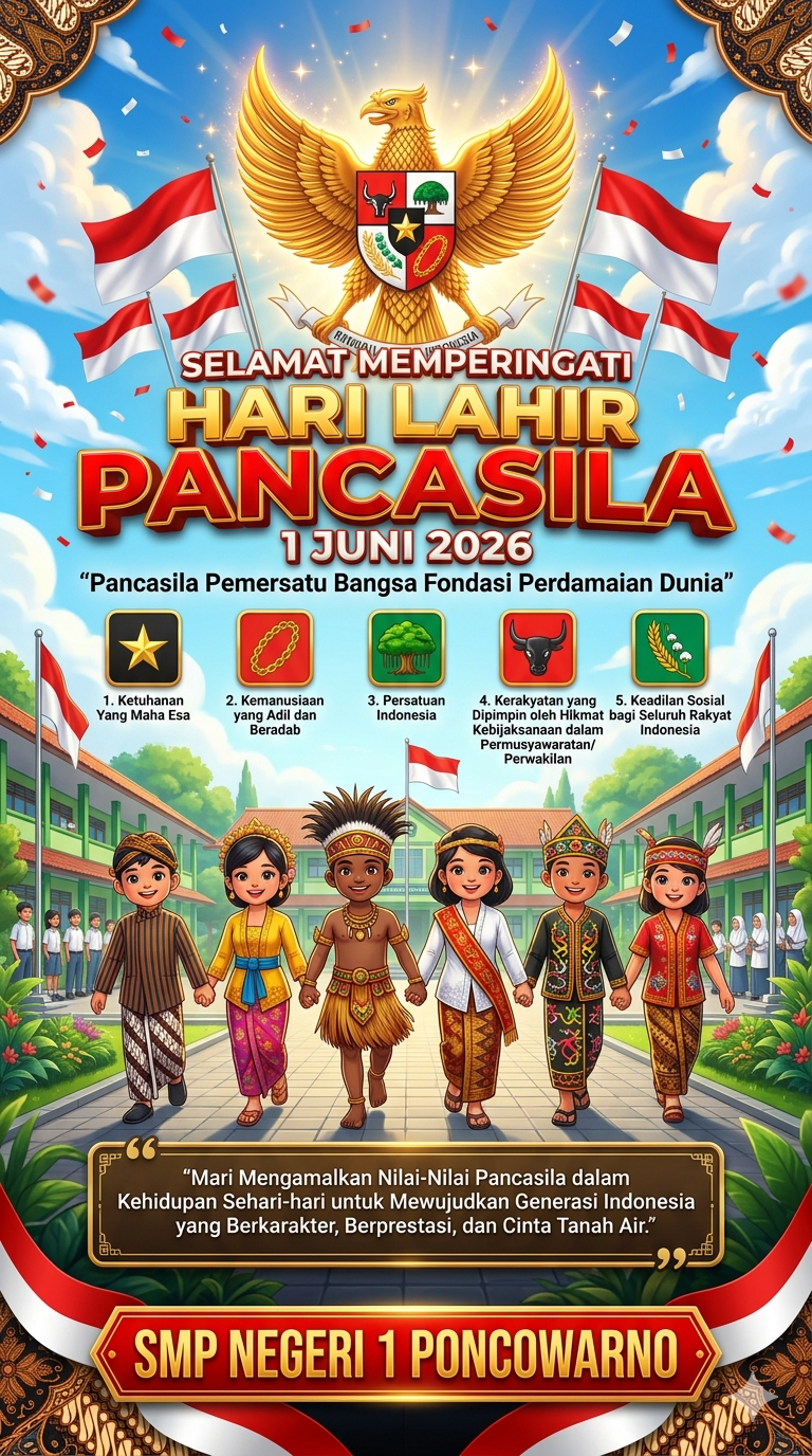 HUT SMPN 1 Poncowarno - Bingkai putih biru
