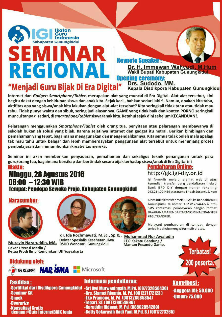 IGI Gunungkidul: Seminar Regional Menjadi Guru Bijak di Era Digital