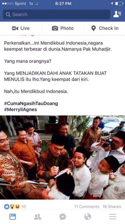 Penjelasan Mendikbud Soal Tanda Tangan di Jidat Anak SD