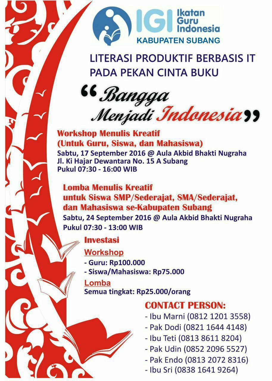 Literasi Produktif Berbasis IT Pada Pekan Cinta Buku - IGI Kab. Subang