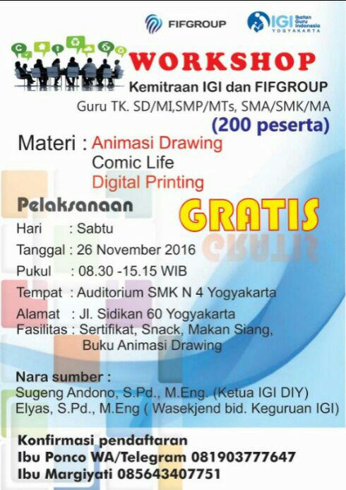 IGI Yogyakarta Merayakan HGN 2016 Dengan Menggelar Workshop