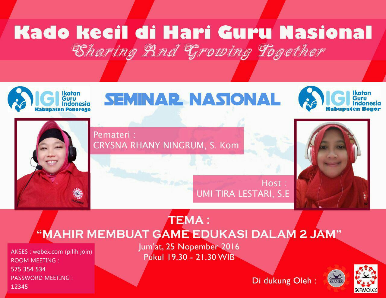 Kado Kecil Di Hari Guru " Mahir Membuat Game Edukasi Dalam 2 Jam"