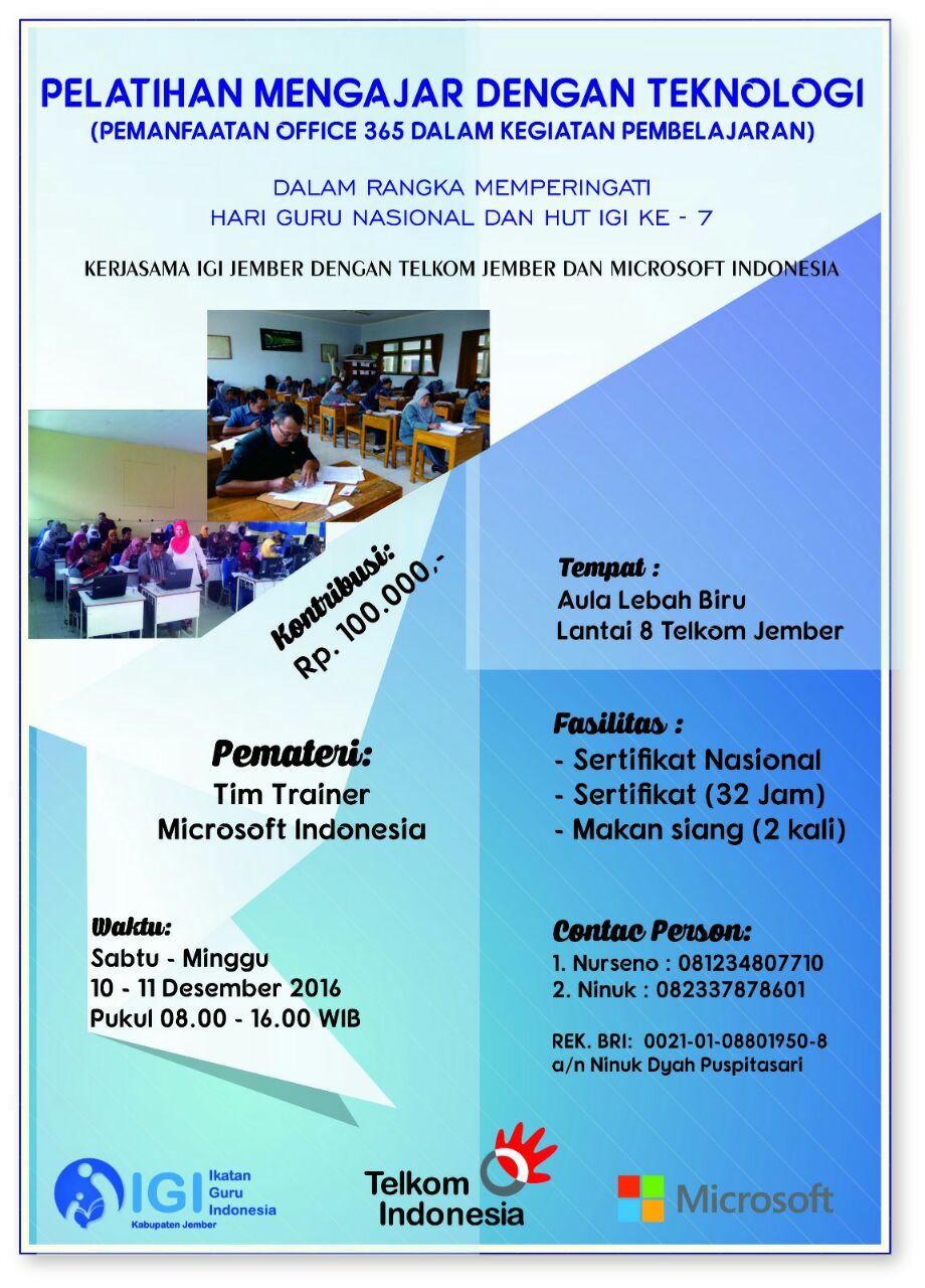 IGI Kab. Jember Gelar Workshop Pemanfaatan Office 365 Dalam Pembelajaran