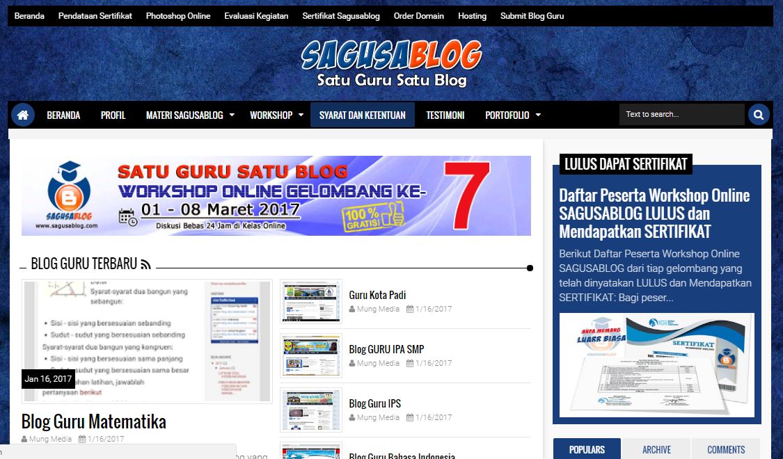SAGUSABLOG Online Meretas Kesenjangan Mutu Guru Indonesia