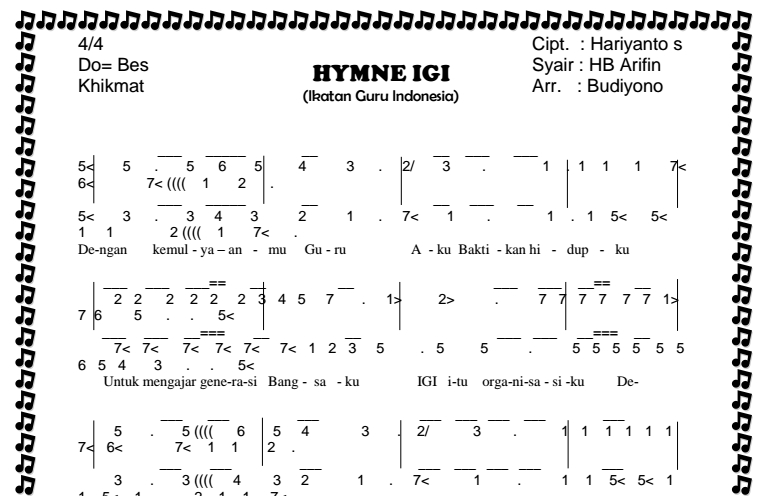 Not Mars dan Hymne Ikatan Guru Indonesia