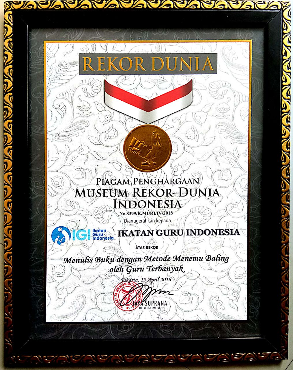 PIAGAM REKOR MURI UNTUK IGI