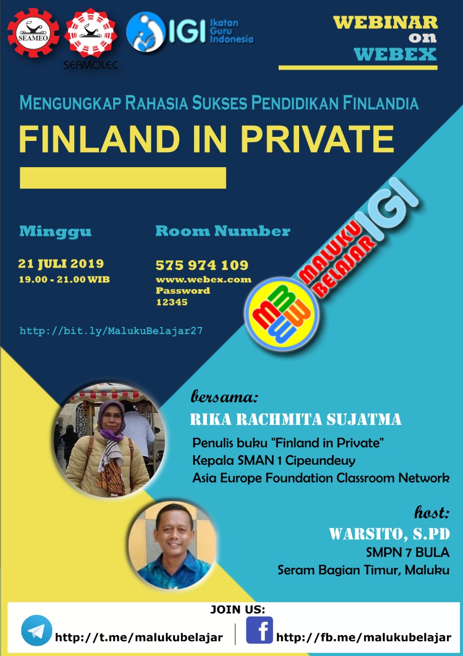 Webinar Maluku Belajar ke-27: Finland in Private, Mengungkap Rahasia Sukses Pendidikan Finlandia