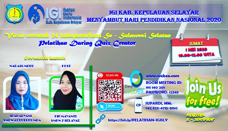 IGI Kab. Kep. Selayar Adakan Pelatihan Daring Quiz Creator Sambut Hardiknas 2020