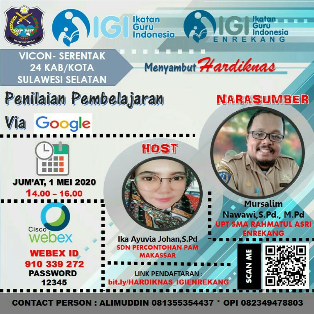 Sambut Hardiknas 2020, IGI Enrekang Gelar Pelatihan Daring "Penilaian Pembelajaran Via Google"