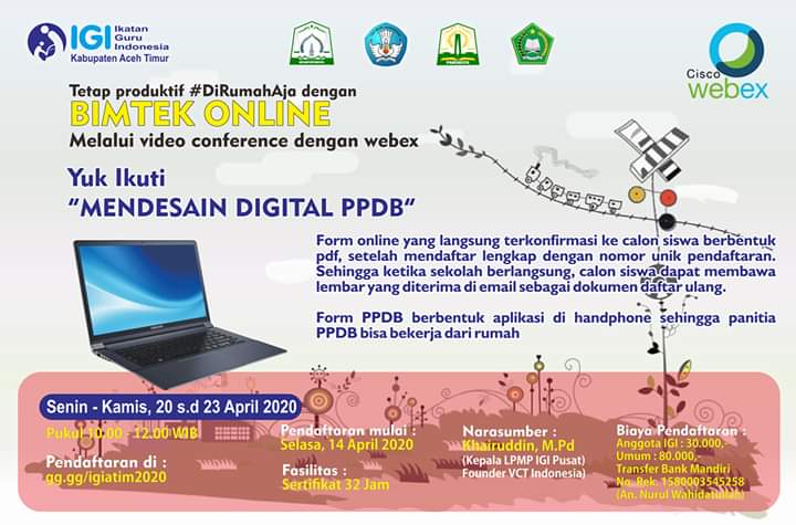 IGI Kab. Aceh Timur Buat Bimtek Online "Mendesain Digital PPDB"