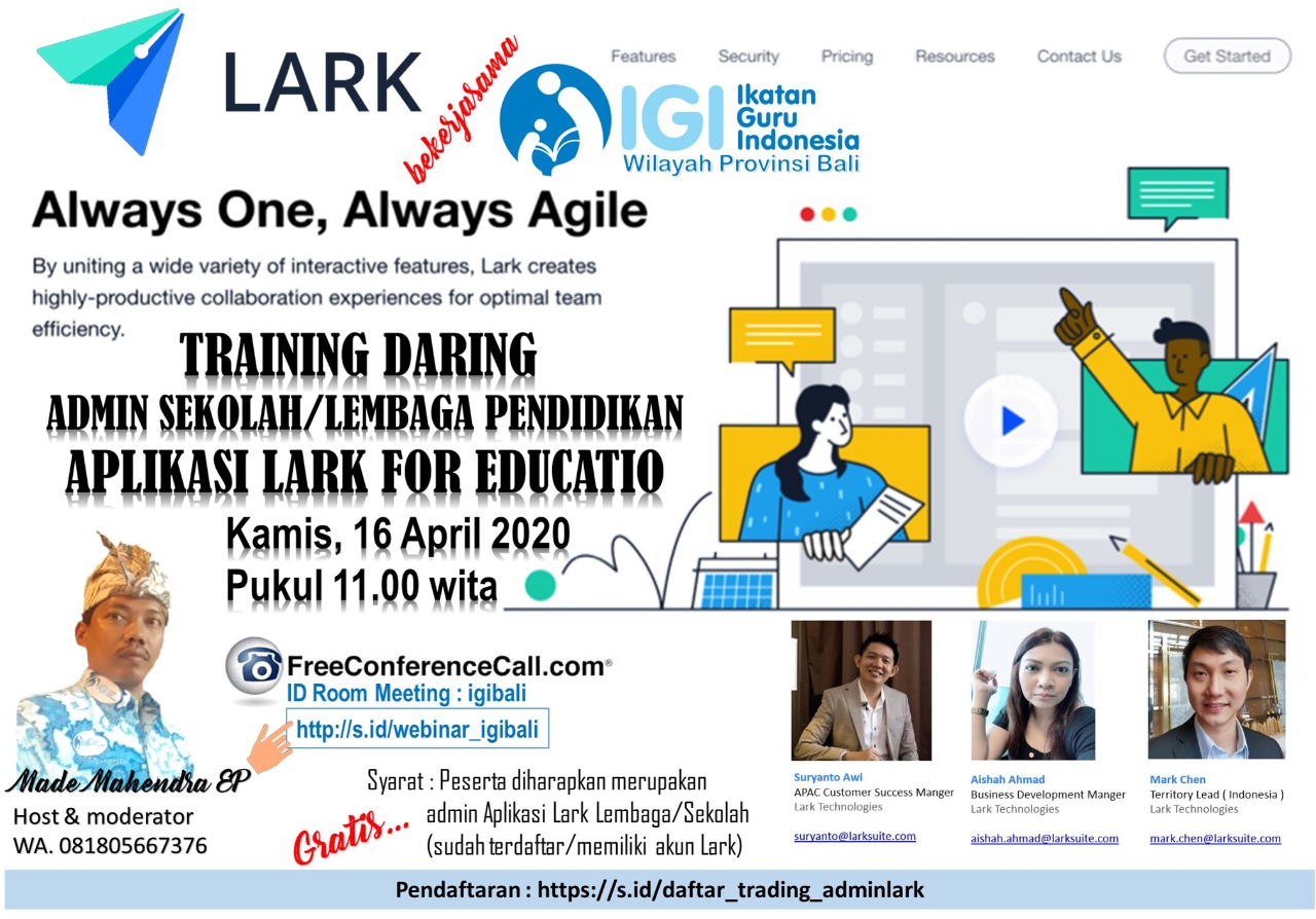 Training Daring Penggunaan Aplikasi LARK Bersama IGI Bali