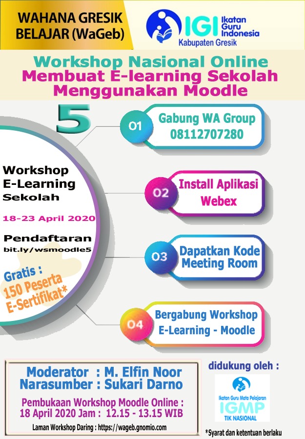 Wahana Gresik Belajar 5 IGI Gresik; "Membuat E-Learning Sekolah Menggunakan Moodle"