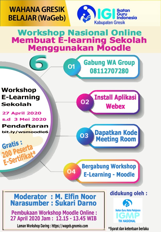 Wahana Gresik Belajar 6 IGI Gresik; "Membuat E-Learning Sekolah Menggunakan Moodle"