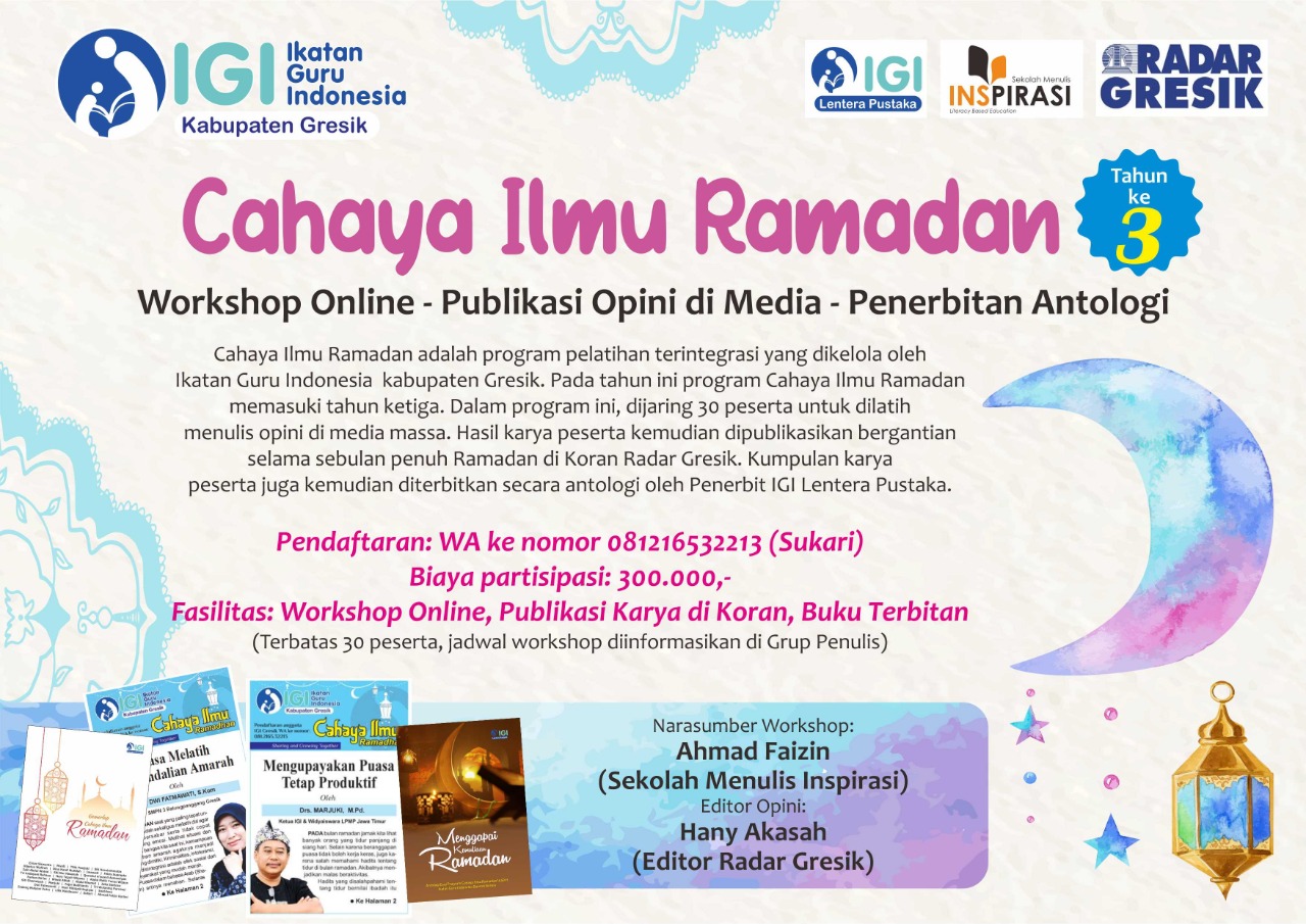 IGI Gresik Kembali Gelar Workshop Online Publikasi Opini di Media Dan Penerbitan Antologi