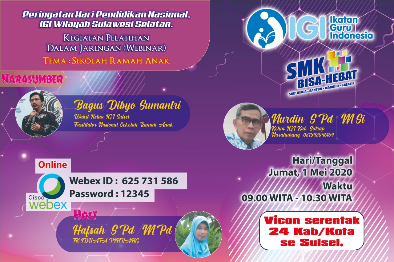 IGI Sidrap Angkat Materi â€œSekolah Ramah Anakâ€ dalam Vicon Hardiknas 2020