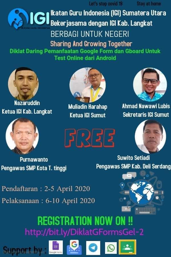 IGI Wil. Sumut dan IGI Langkat Adakan Diklat Daring Pemanfaatan Google Form dan Gboard Untuk Tes Online dari Android