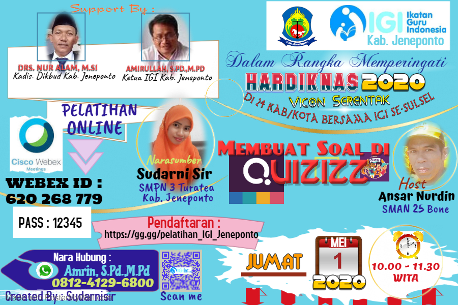 IGI Jeneponto Gelar Vicon Membuat Soal Di Quizizz Pada Hardiknas 2020