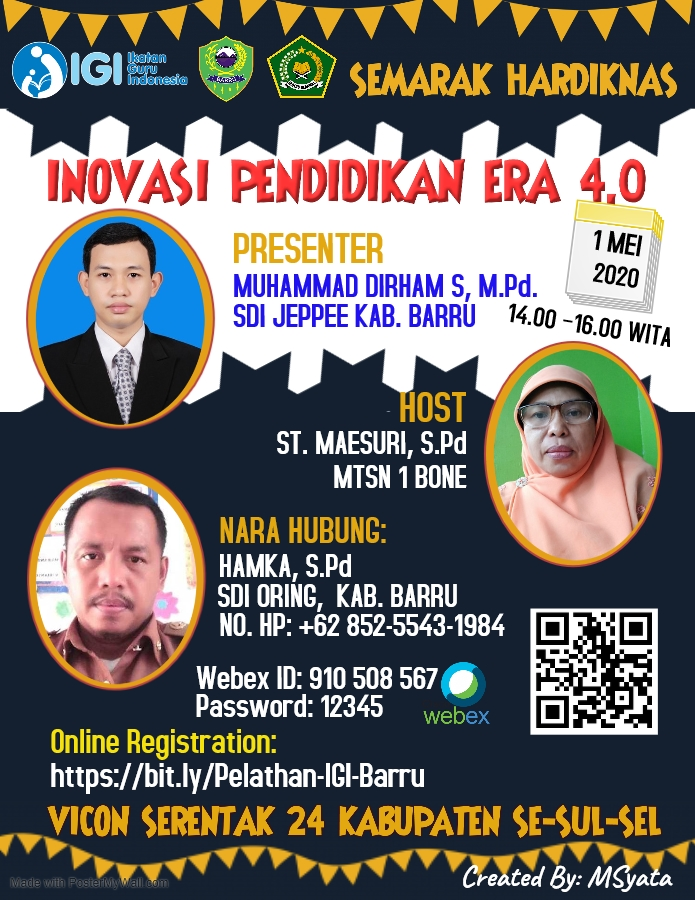 IGI Kab. Barru Selenggarakan Vicon Inovasi Pendidikan Era 4.0