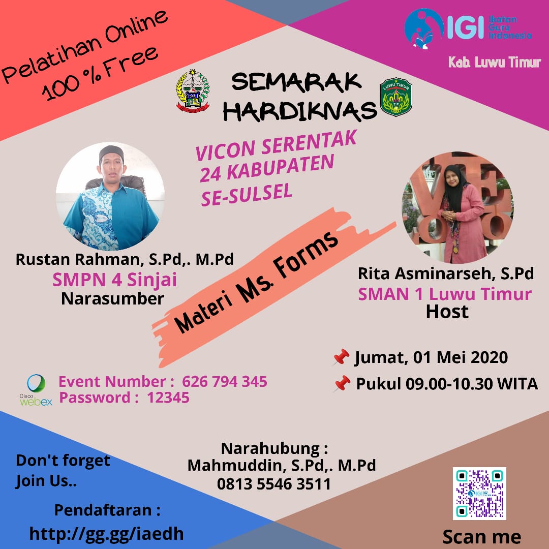 IGI Luwu Timur Angkat Materi "Ms. Form" Pada Vicon Semarak Hardiknas 2020