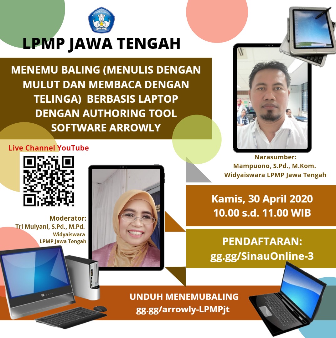 Kanal Menemubaling dan LPMP Jateng Gelar Pelatihan Online Menemubaling Berbasis Laptop Dengan Authoring Tool Software Arrowly