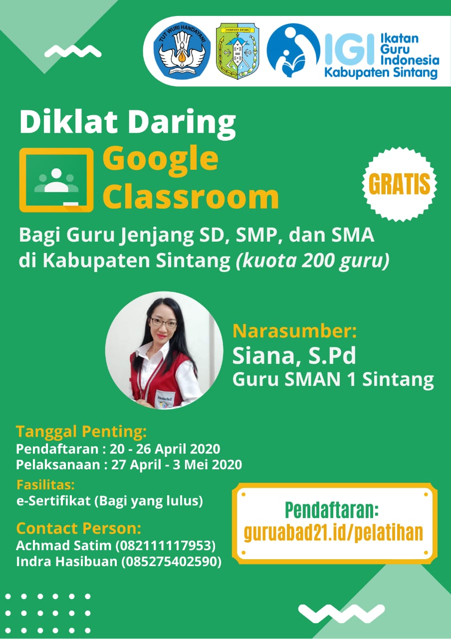 IGI Sintang Kembali Gelar Diklat Daring Google Classroom