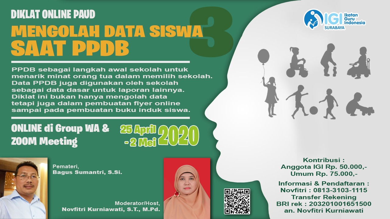 IGI Surabaya Adakan Diklat Online PAUD; Mengolah Data Siswa Saat PPDB