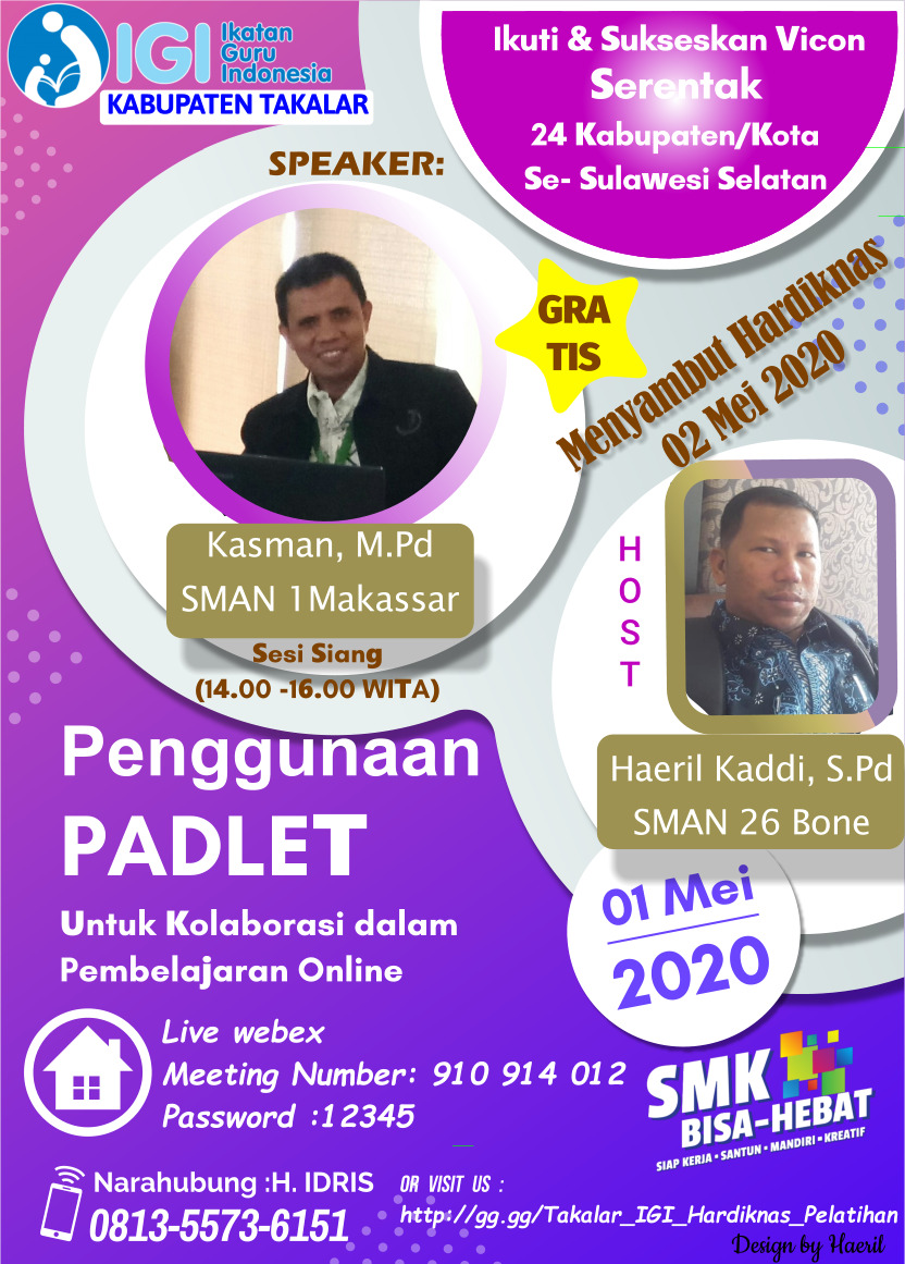 Vicon IGI Kab. Takalar Semarak Hardiknas 2020; "Penggunaan PADLET"
