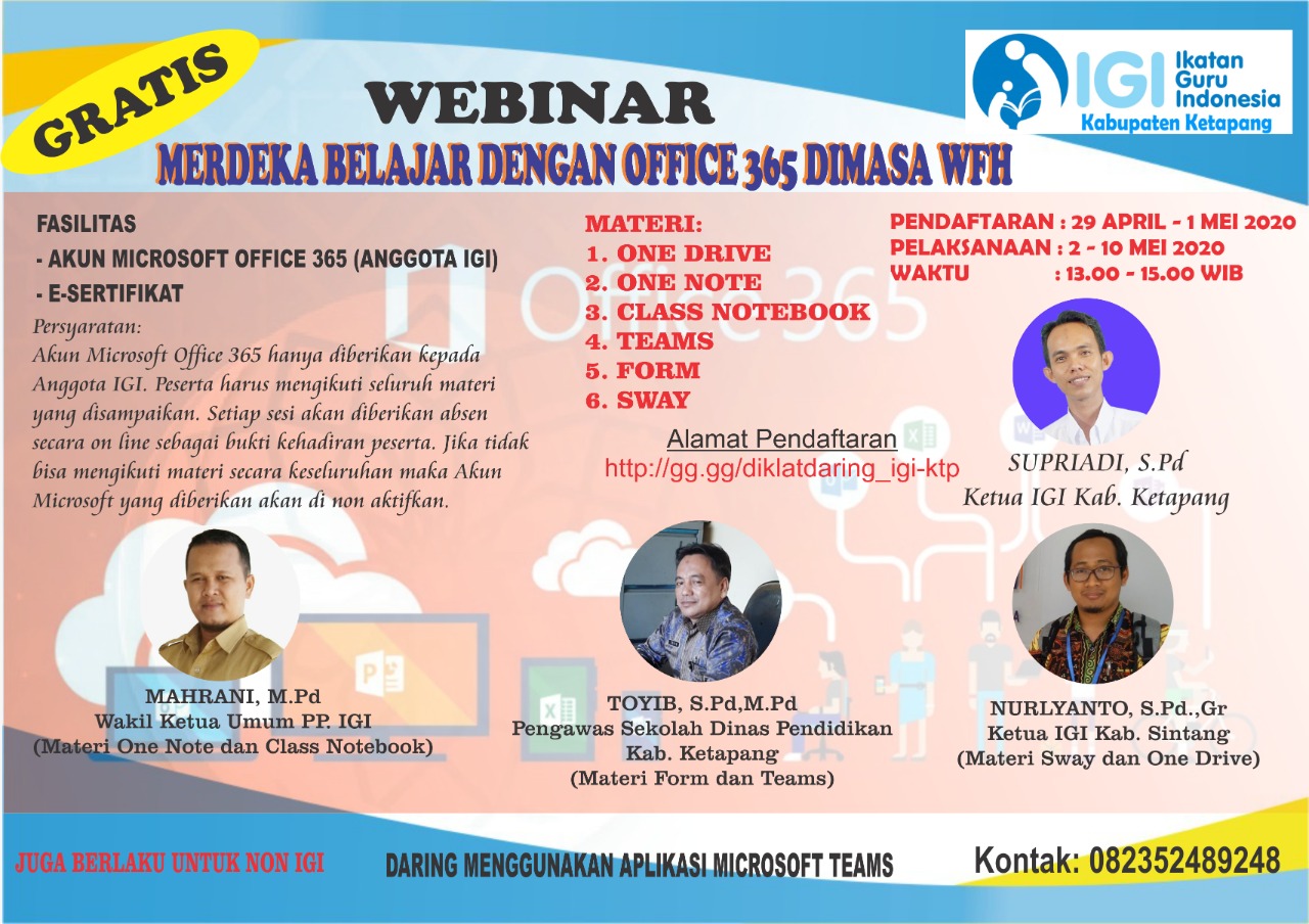 IGI Ketapang Gelar Webinar "Merdeka Belajar Dengan Office 365 Di Masa WFH"