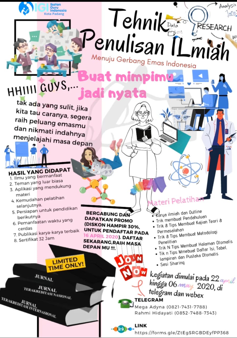 IGI Kota Padang Adakan Pelatihan Penulisan Ilmiah Via Telegram dan Webex