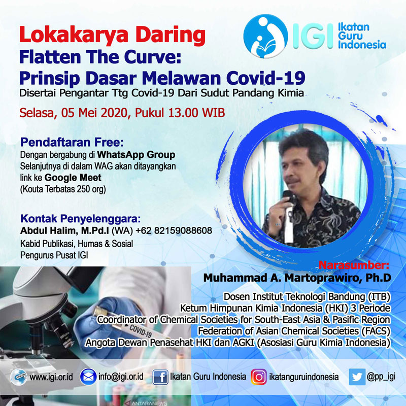 Lokakarya Daring IGI, Flatten The Curve: Prinsip Dasar Melawan Covid-19