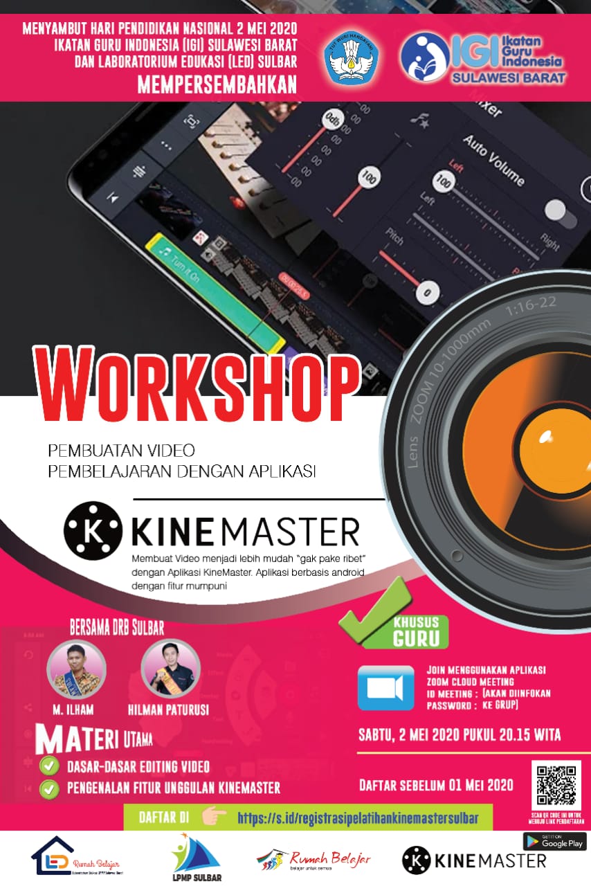 Sambut Hardiknas 2020, IGI Wil. Sulbar Buat Workshop Online Membuat Video Pembelajaran Dengan Kinemaster