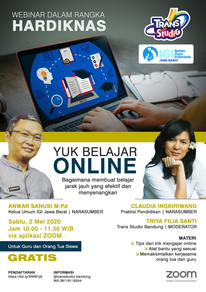 Hardiknas 2020, IGI Jabar Bersama Trans Studio Bandung Gelar Webinar "Yuk Belajar Online"