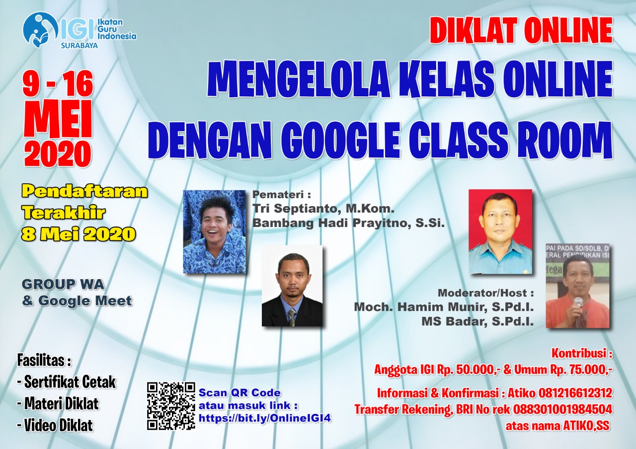 Diklat Online IGI Surabaya; Kelas Online Dengan Google Classroom