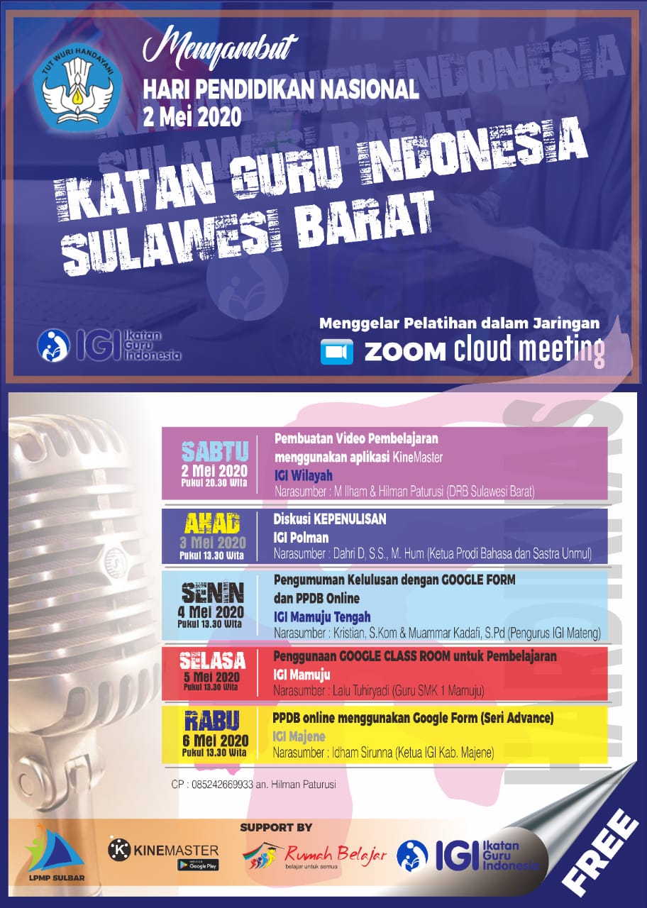 Hardiknas 2020, IGI Sulbar Gelar Pelatihan Daring 5 Hari Berturut-turut.