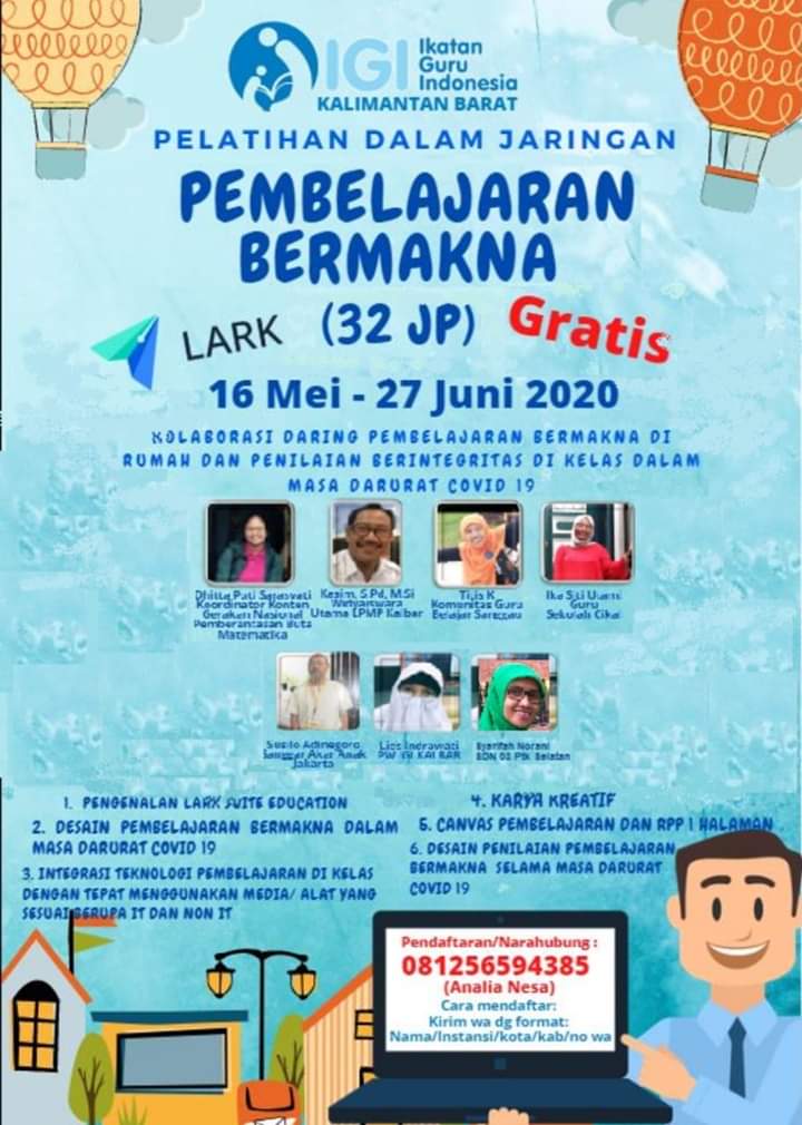 Mei Hingga Juni 2020, IGI Kalbar Agendakan 9 Vicon Pelatihan Guru Secara Daring