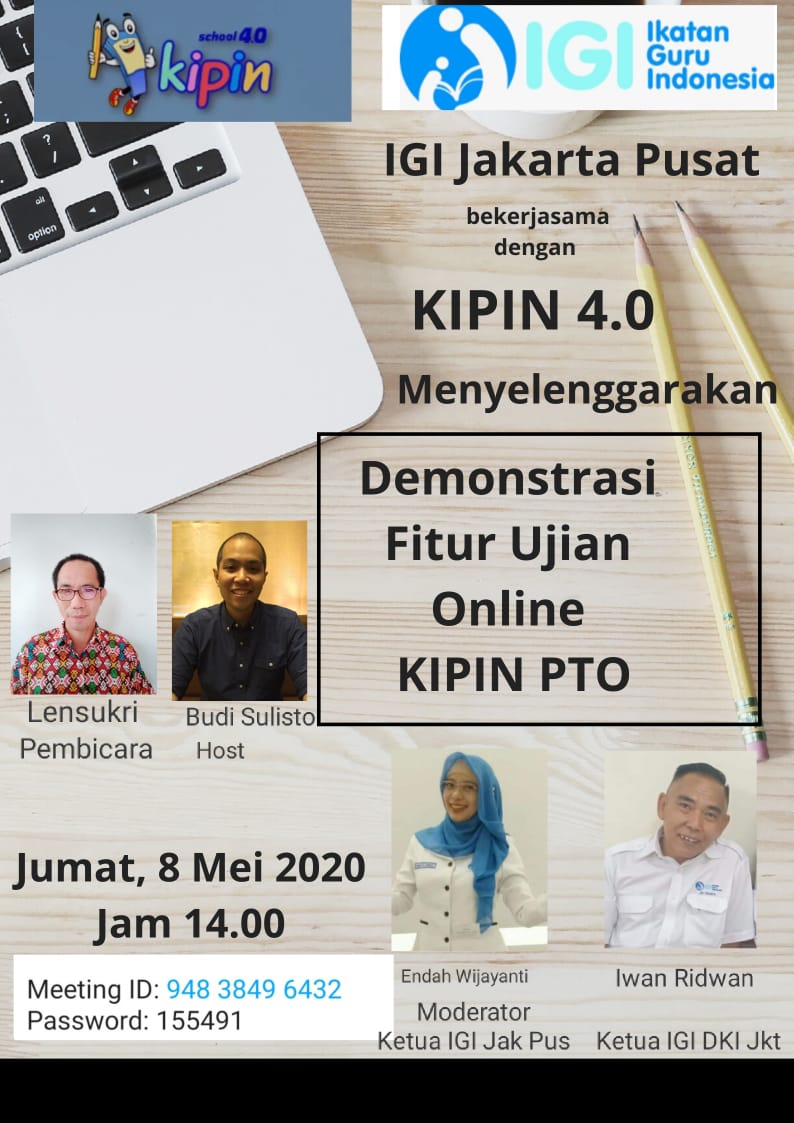 IGI JakPus Gelar Vicon Demonstrasi Fitur Ujian Online Kipin PTO dan Manfaatnya Pada Masa Pandemi Covid-19