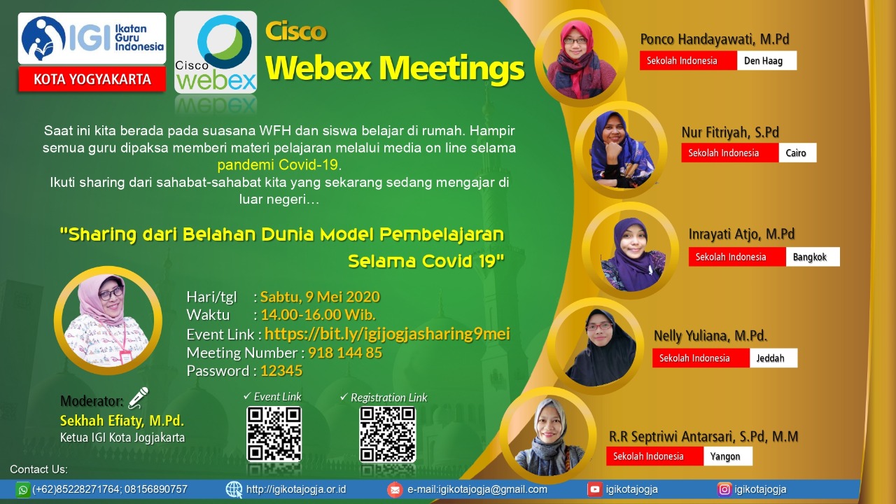 IGI Kota Yogyakarta Gelar Meeting Virtual  "Sharing Pembelajaran Dari Belahan Dunia Masa Covid-19" Hadirkan 5 Guru Sekolah Luar Negeri