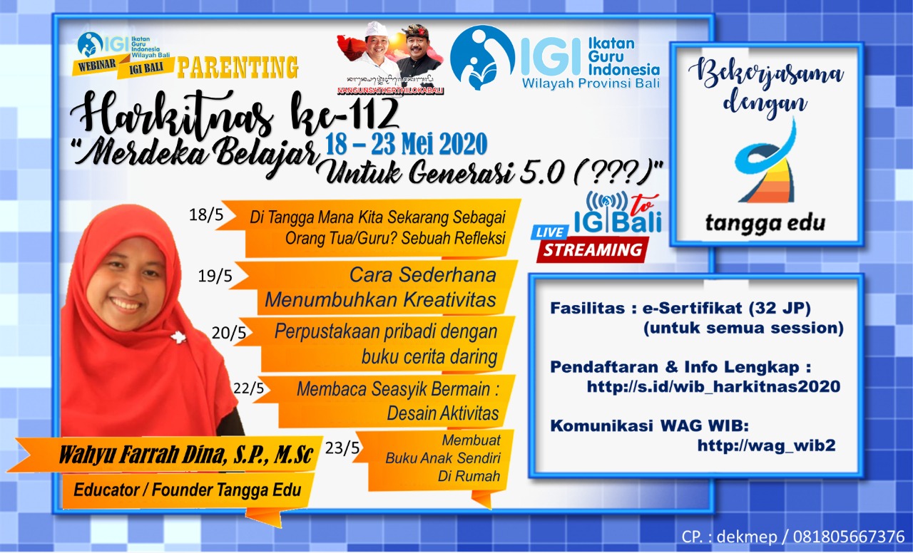 Webinar IGI Bali (WIB) Edisi Harkitnas: "Merdeka Belajar Untuk Generasi 5.0 "