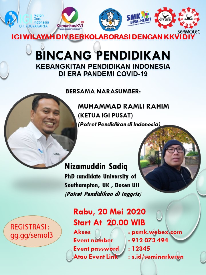IGI DIY dan KKVI DIY: Bincang Pendidikan "Kebangkitan Pendidikan Indonesia di Era Pandemi Covid-19"