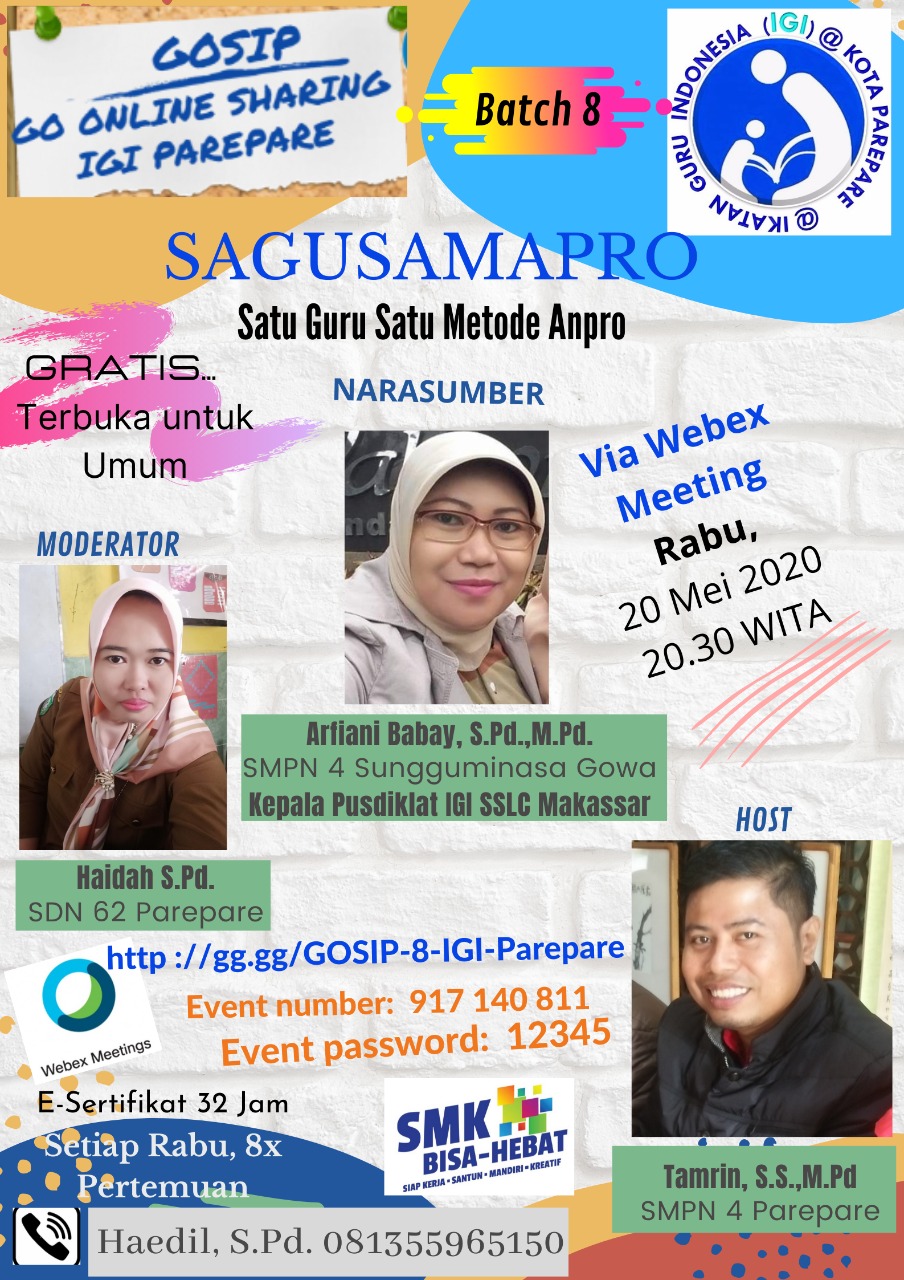 GOSIP IGI Parepare Seri 8: SAGUSAMAPRO (Satu Guru Satu Metode Anpro)