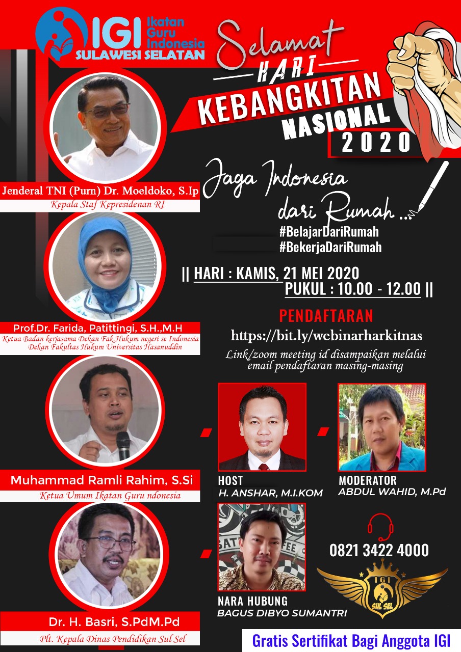 Webinar IGI Sulsel: "Harkitnas, Jaga Indonesia Dari Rumah"