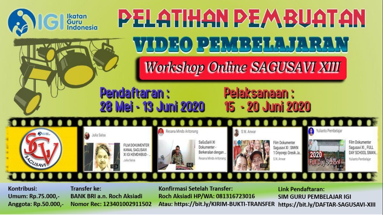 Ikuti dan Daftarkan diri Anda di Workshop Online Sagusavi XIII