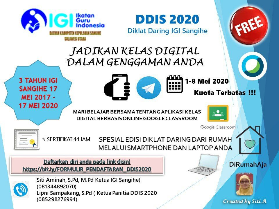 Ultah 3 Tahun IGI Sangihe, Selenggarakan Diklat Google Classroom