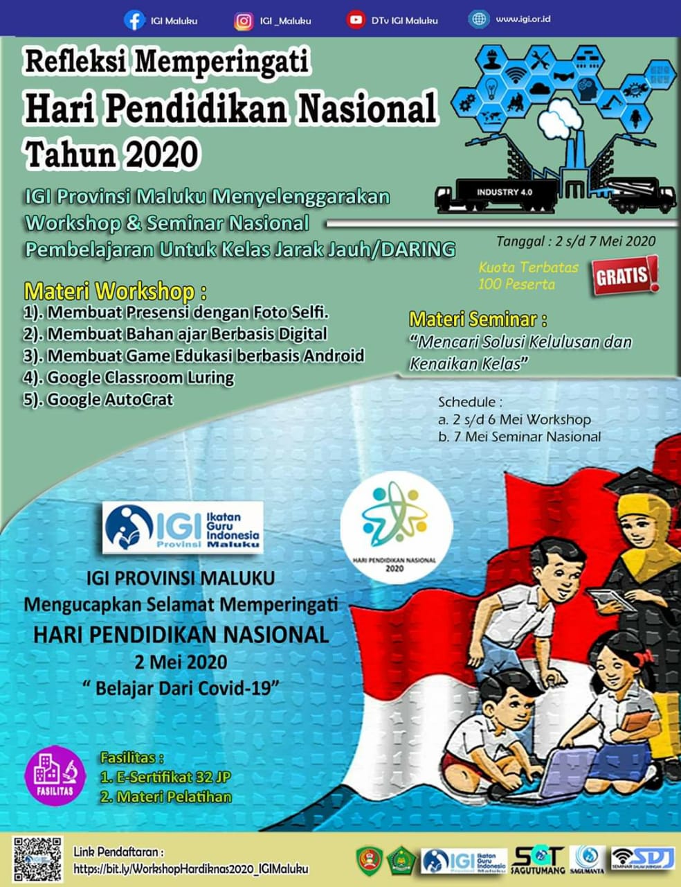 Refleksi Hardiknas 2020, IGI Wilayah Maluku Selenggarakan Workshop dan Seminar Nasional Pembelajaran Kelas Jarak Jauh