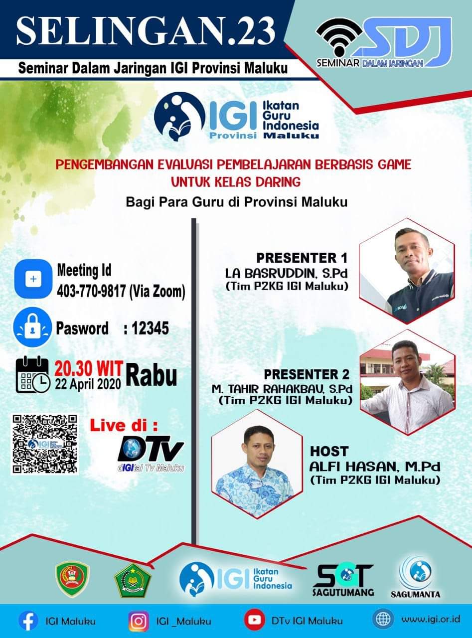 Selingan 2.3 IGI Maluku; Pengembangan Evaluasi Pembelajaran Berbasis Game Untuk Kelas Daring