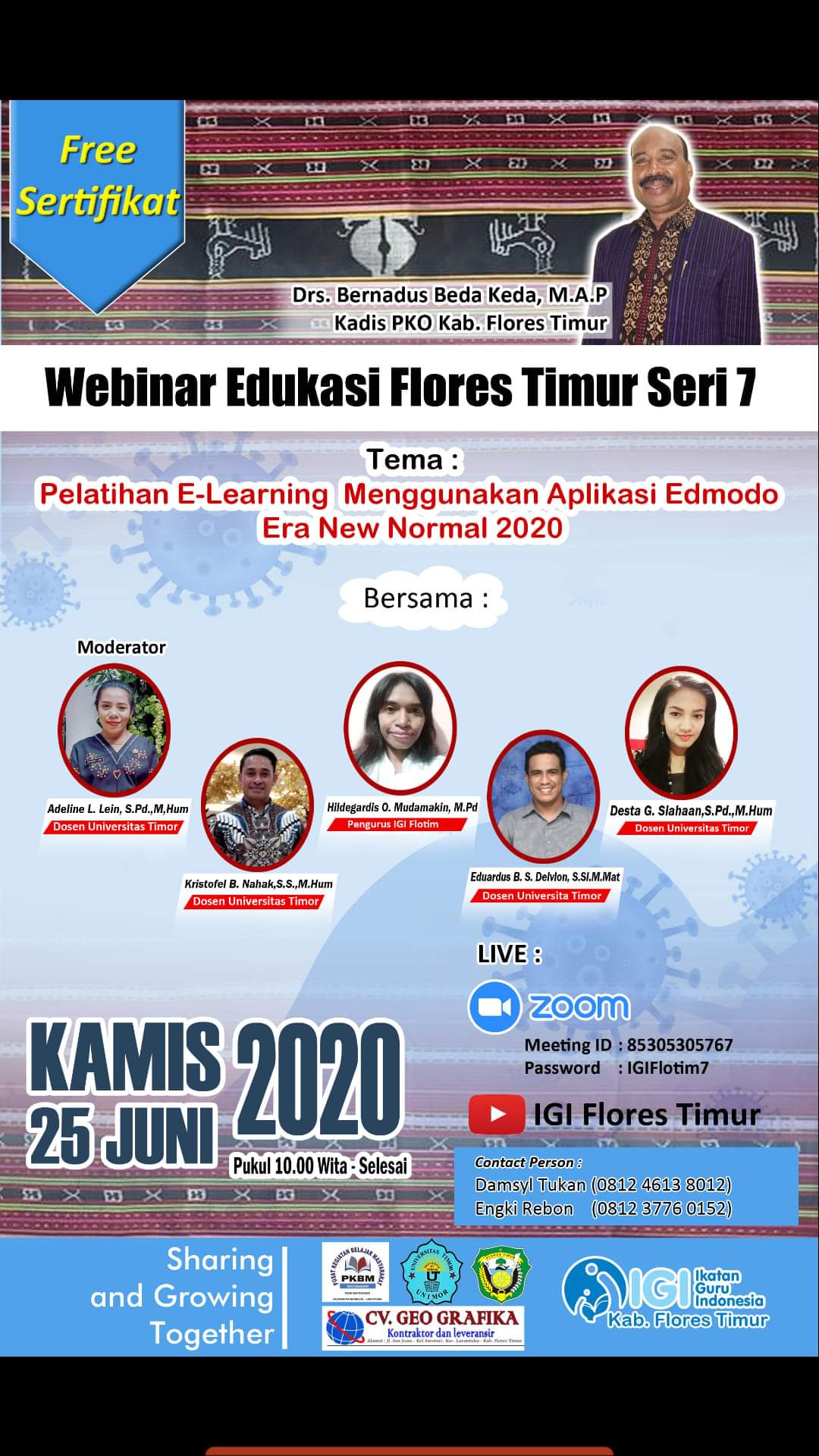 Webinar IGI Flotim Seri 7; Pelatihan E-Learning Menggunakan Edmodo