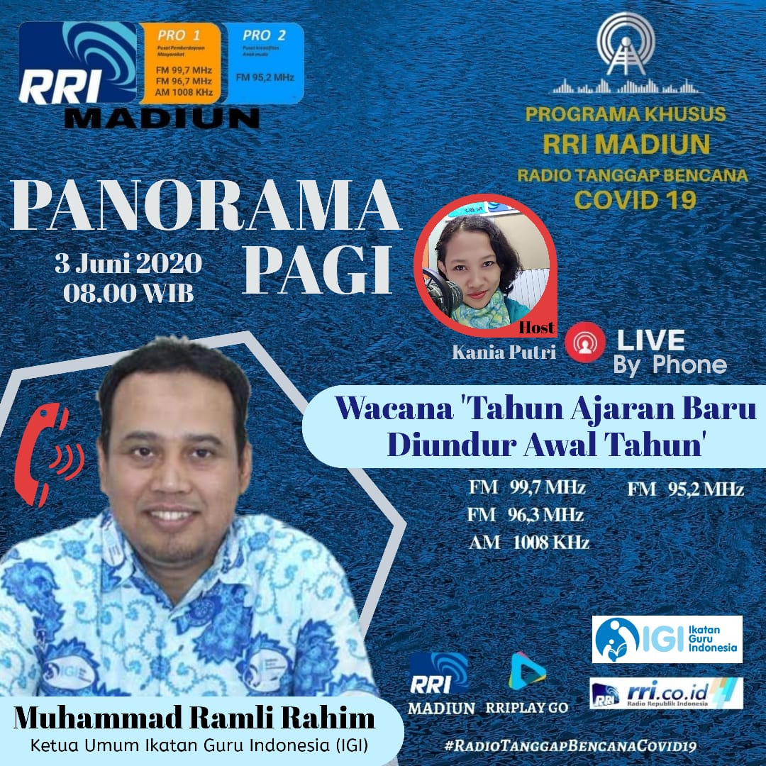 RRI dan IGI Madiun; "Wacana  Pengunduran Tahun Ajaran Baru" Bersama Ketum IGI