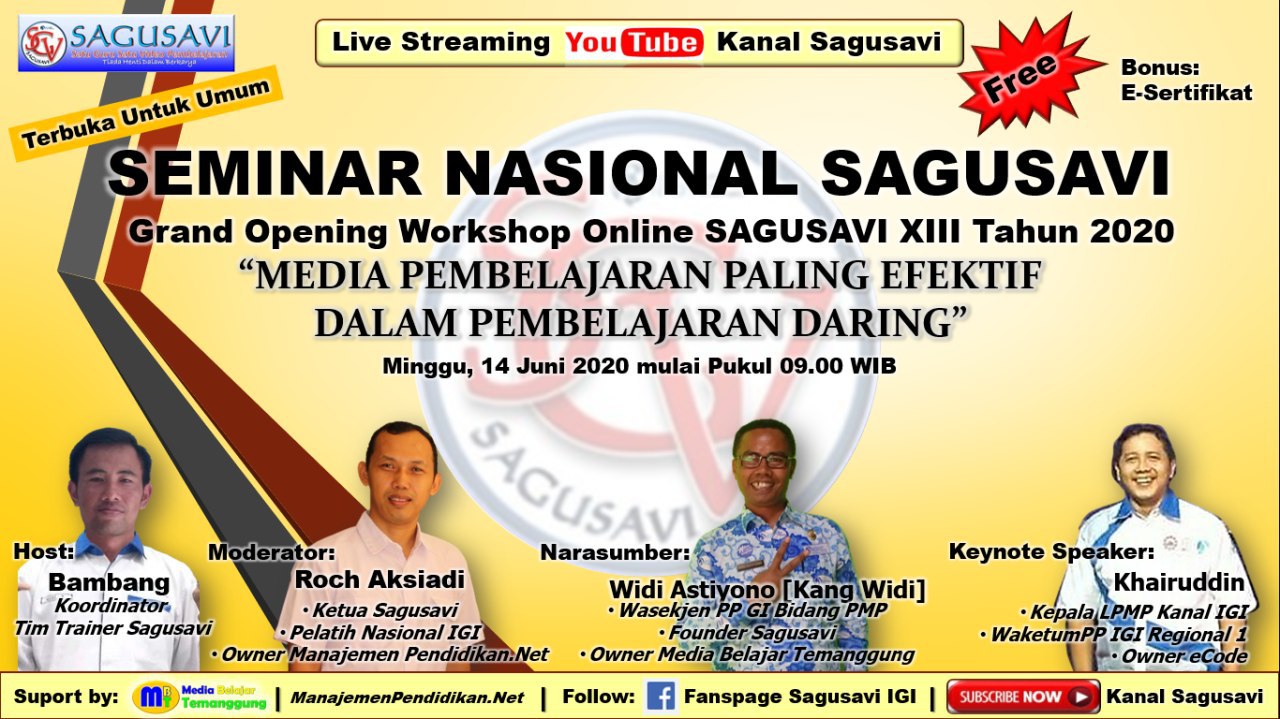 SEMINAR NASIONAL SAGUSAVI IGI - GRAND OPENING WORKSHOP ONLINE SAGUSAVI XIII TAHUN 2020