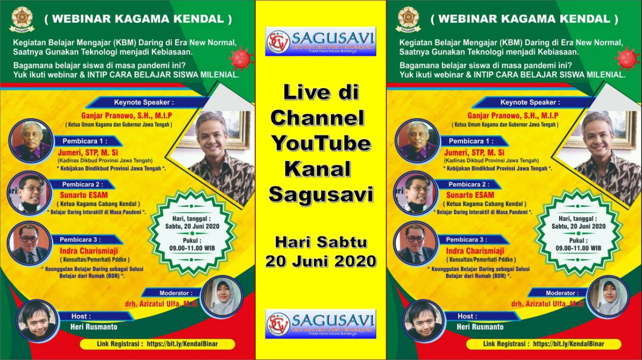 SAGUSAVI IGI BERSAMA PAK GANJAR DI WEBINAR KAGAMA KENDAL - KBM DARING DI ERA NEW NORMAL